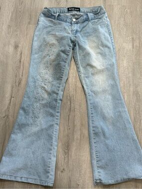 Light Blue Embellished Flare Jeans